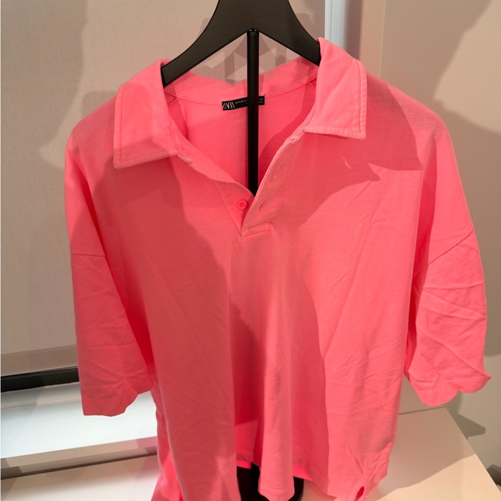 Zara Neon Pink Button Down Shirt